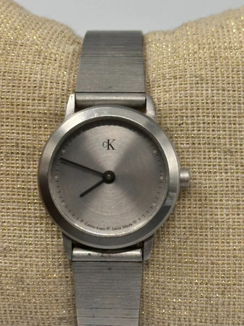 Calvin Klein Watch Women Silver Tone Round Dial 23MM New Battery 8